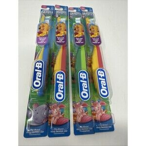 LOT OF 4 Vintage Oral-B STAGES 2 (2-4) Toothbrush Soft Winnie the Pooh 2005